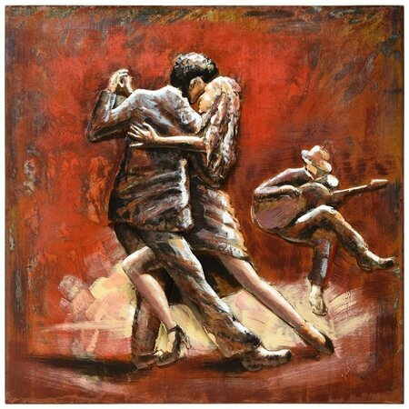 EMPIRE ART DIRECT 40 x 40 in. Romantic Dance Hand Painted Primo Mixed Media Iron Wall Sculpture 3D Metal Wall Art PMO-160131-4040